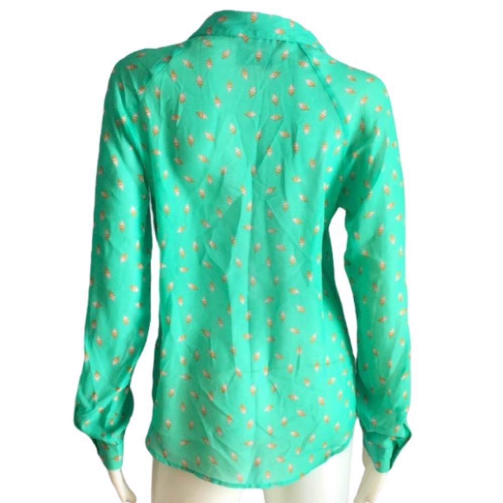 Romeo & Juliet Couture Sheer Teal Blouse Size Small - Picture 2 of 7